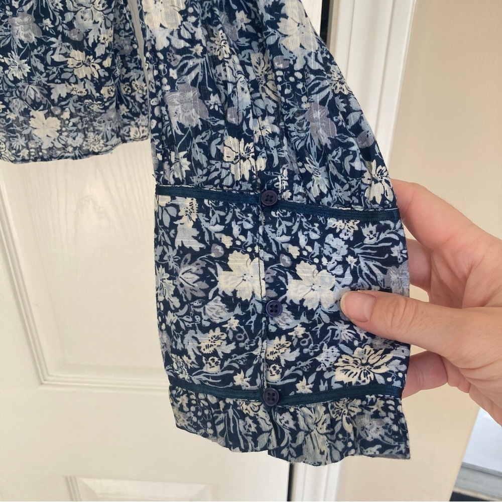 Free People Daybreak Printed Cotton Blouse in Chambray Combo Blue, Size M, NWOT - Picture 8 of 16